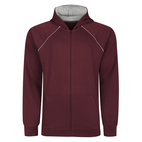 Bigdude Contrast Edge Raglan Zip Up Hoody Burgundy
